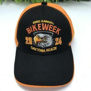 Daytona Bike Week Hat Cap Strap Back One Size Black Orange Eagle 2024 Mens Biker